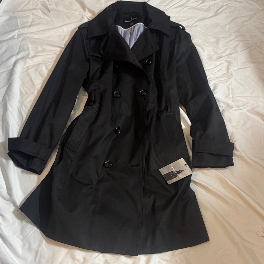 London Fog Elegant Black Trench Coat